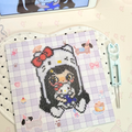 Freckled Girl with Cat Ears – Holding a Plush – Perler Art