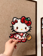 Strawberry Basket Hello Kitty Perler Bead Charm | Fruit Coquette Sanrio Backpack Accessory & Coaster