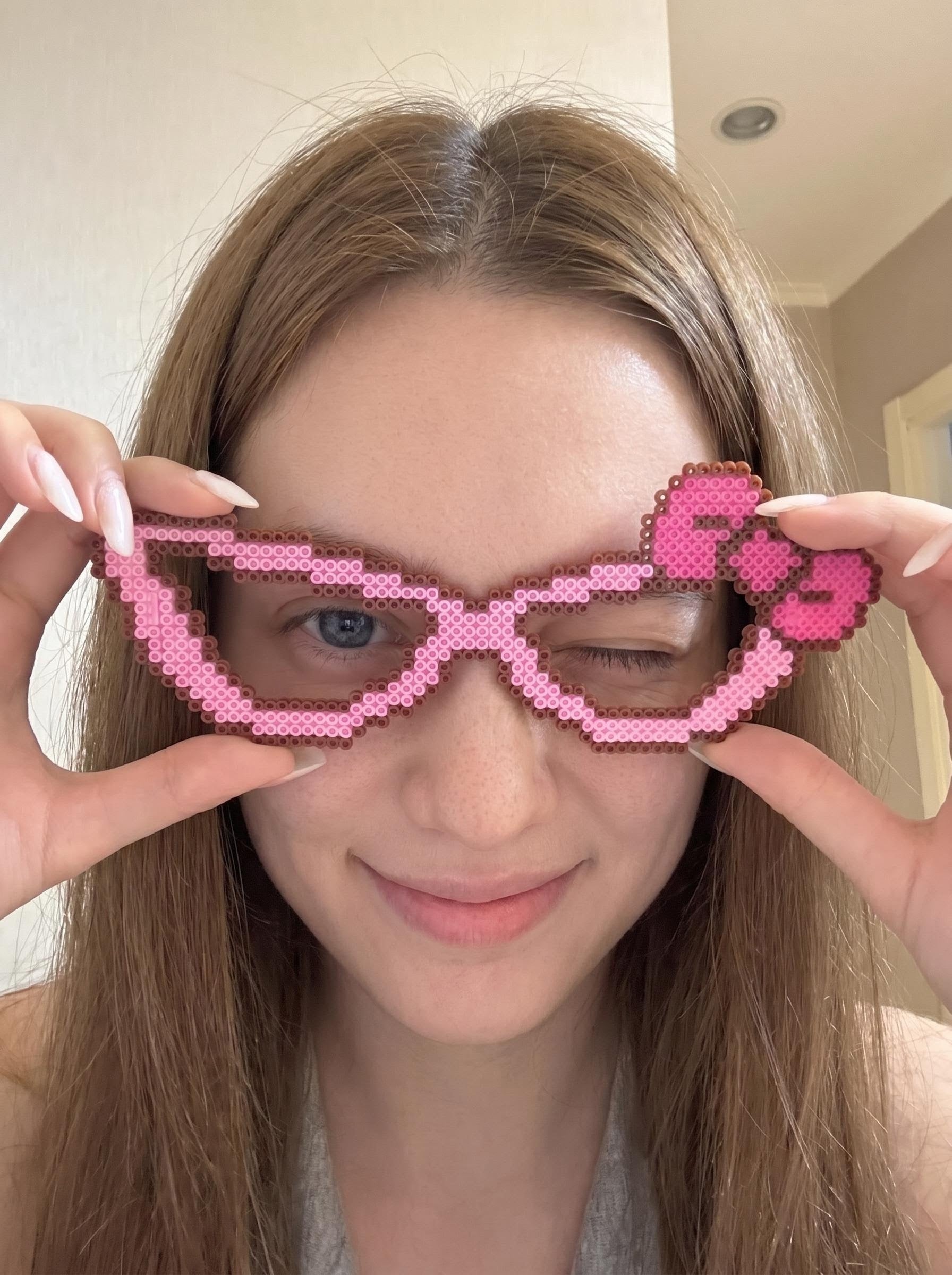 Hello Kitty Perler Bead Glasses Pink or Black – Finished or DIY Kit