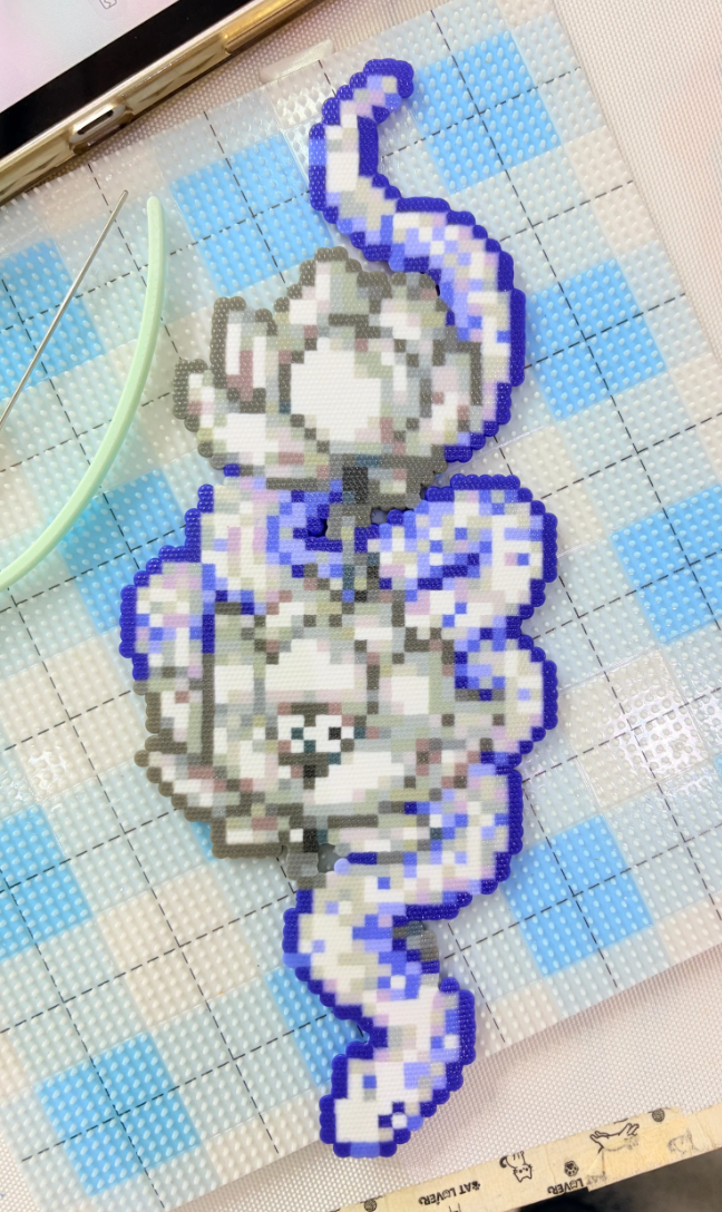 Multi‑Tailed Fantasy Fox Perler Bead Art, Myth Pixel Decor