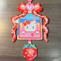 Strawberry Gift Box Charm – Kawaii Perler Bead Art