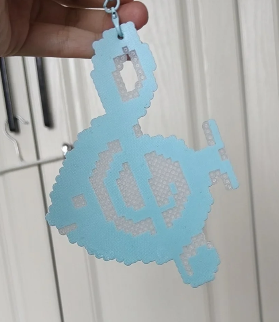 Pastel Blue Cocktail Glass Perler Bead Keychain
