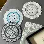 Lace‑Style Coaster Set – 3 Round Doily Designs – 9cm – Perler Art