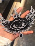 Gradient Translucent Winged Skull Cross Perler Bead Wall Ornament | Gothic Alt Punk Backpack Decor