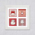 Red Kitty Perler Bead Coasters | Set of 4 Cute Cat Pixel Art Drink Coasters