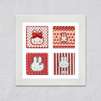 Red Kitty Perler Bead Coasters – Complete Set of 4 Cute Cat Pixel Art Drink Coasters