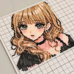 Cute Anime Girl Portrait – 13cm Perler Bead Art