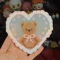 Heart‑Shaped Bear – 9cm Sparkle Base Perler Bead Hanging Charm