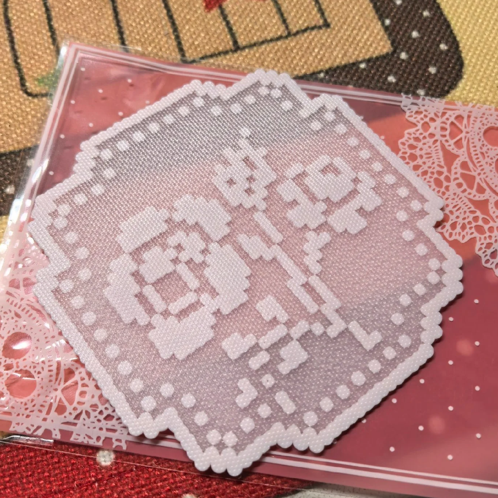 Pink & White Romantic Square – Pixel Rose and Couple Perler Art