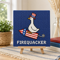 FIREQUACKER – 4th of July Duck with Uncle Sam Hat & Firecracker Perler Art