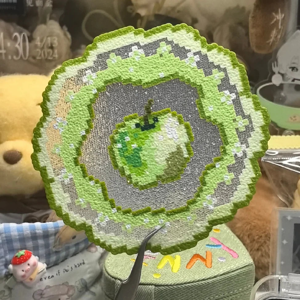 Handmade Apple Perler Bead Coasters – Green Apple & Red Apple