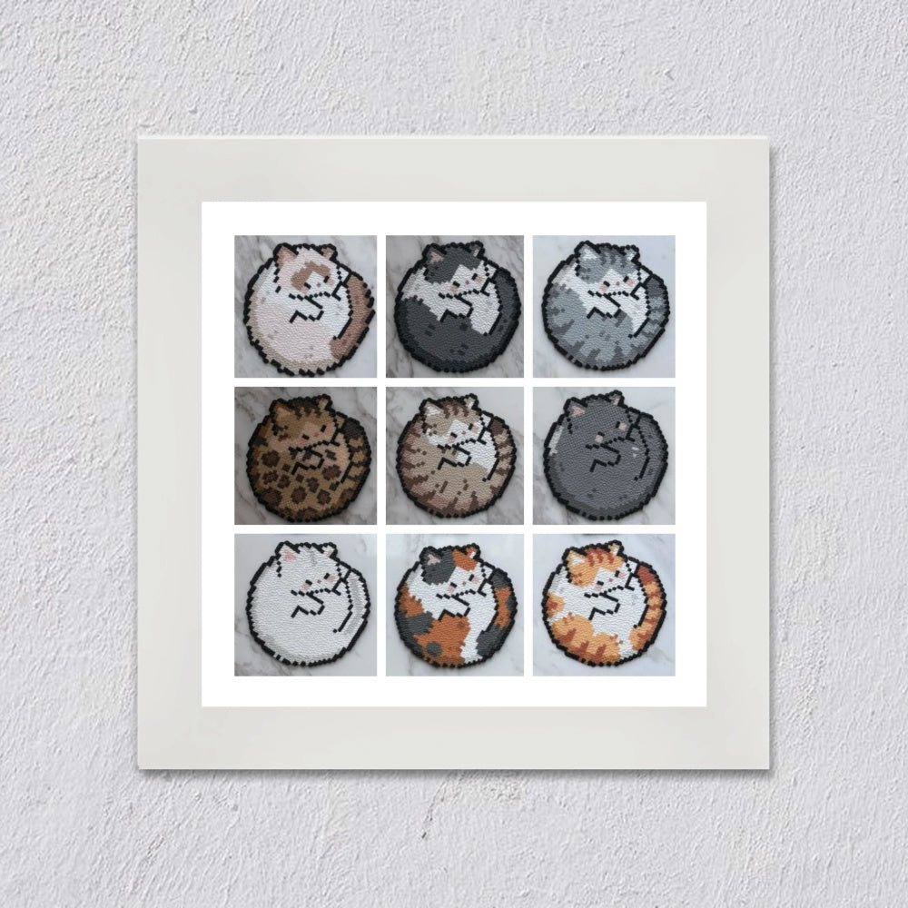 Cat Perler Bead Coaster – Single & Set of 9