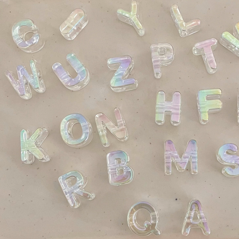 Iridescent UV Plated Alphabet Beads (A-Z Full Set)