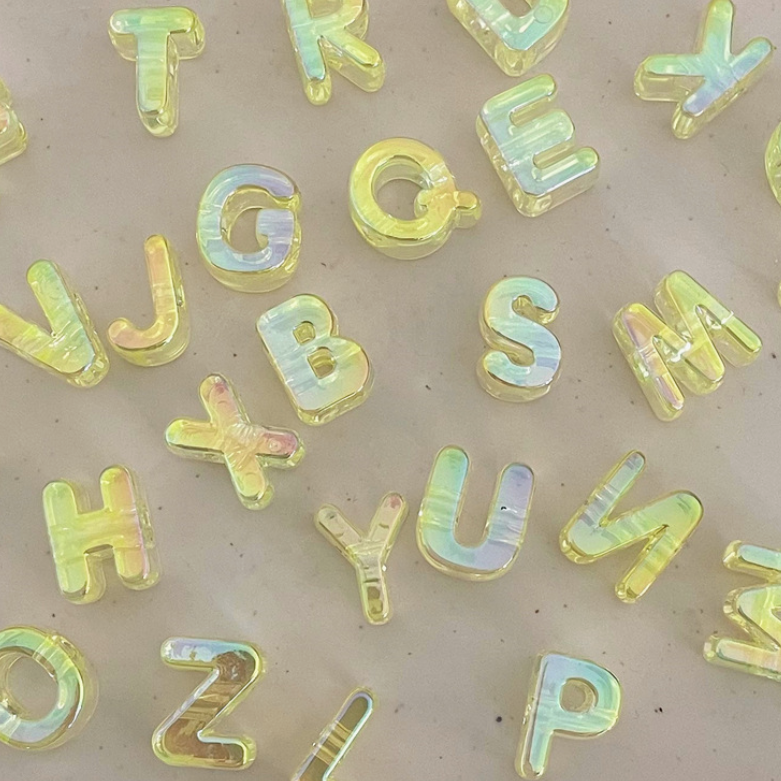 Iridescent UV Plated Alphabet Beads (A-Z Full Set)