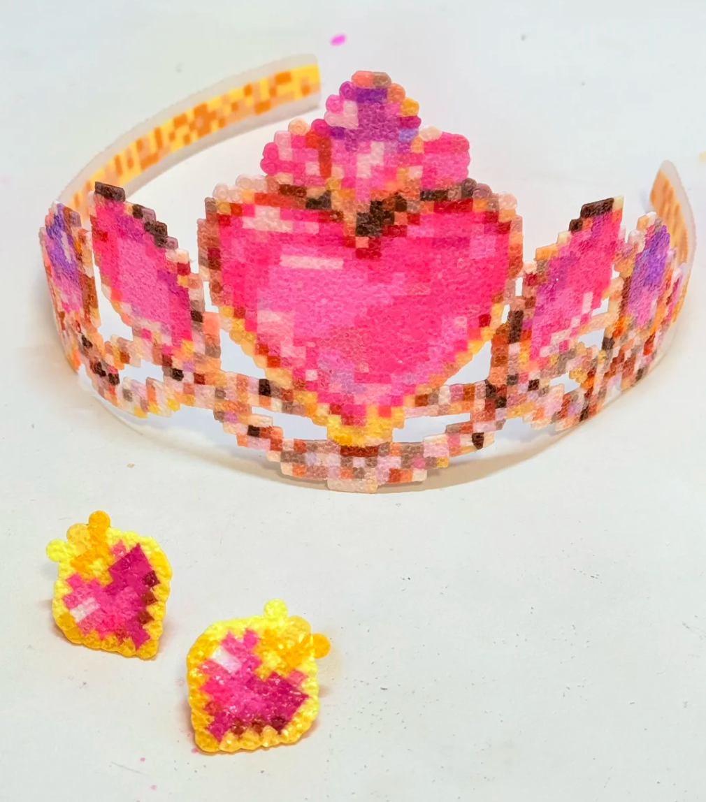 Handmade Perler Bead Princess Crown Tiara, 4 Styles Cosplay Royal Headpiece