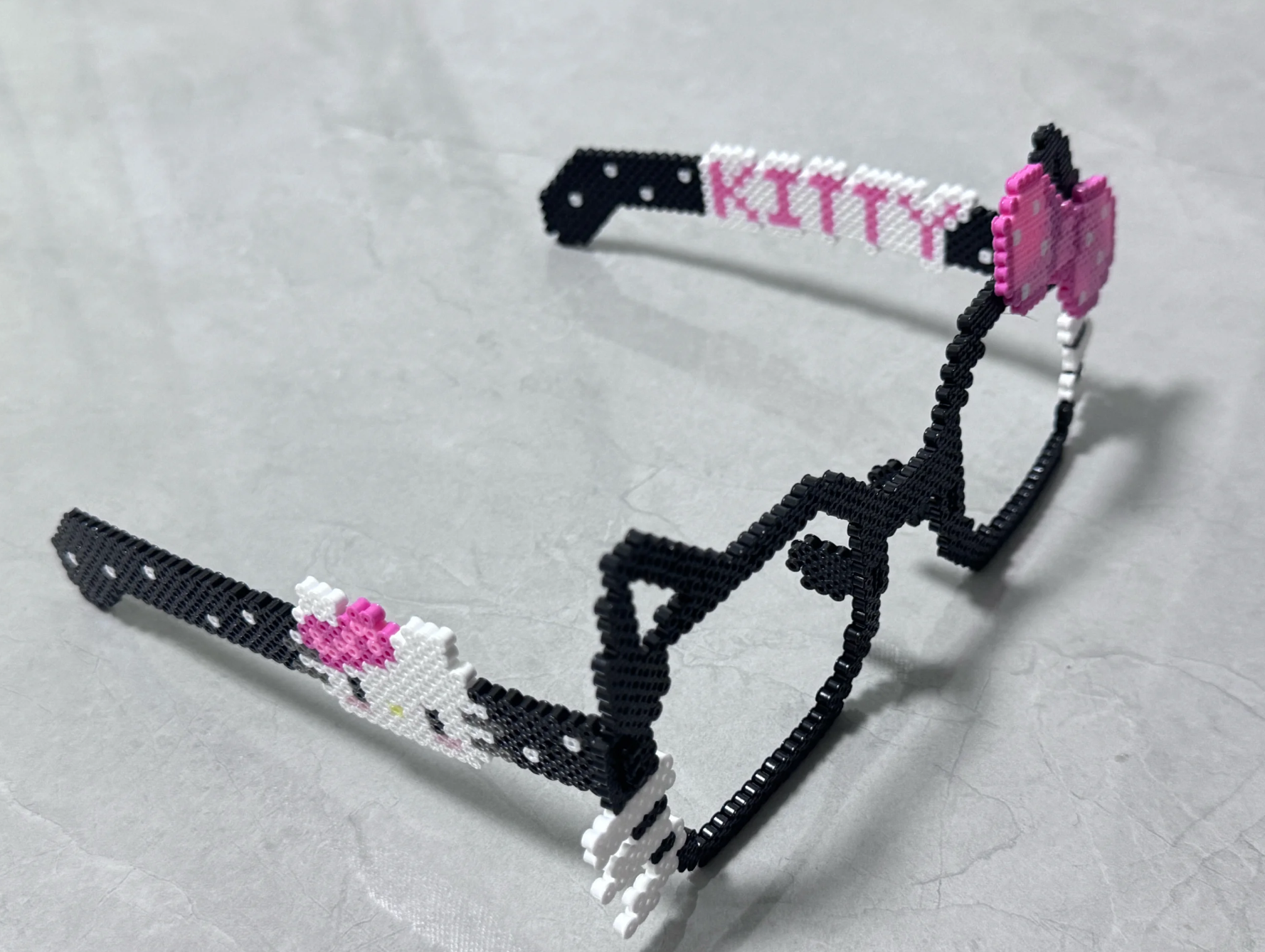 Hello Kitty Perler Bead Glasses Pink or Black – Finished or DIY Kit