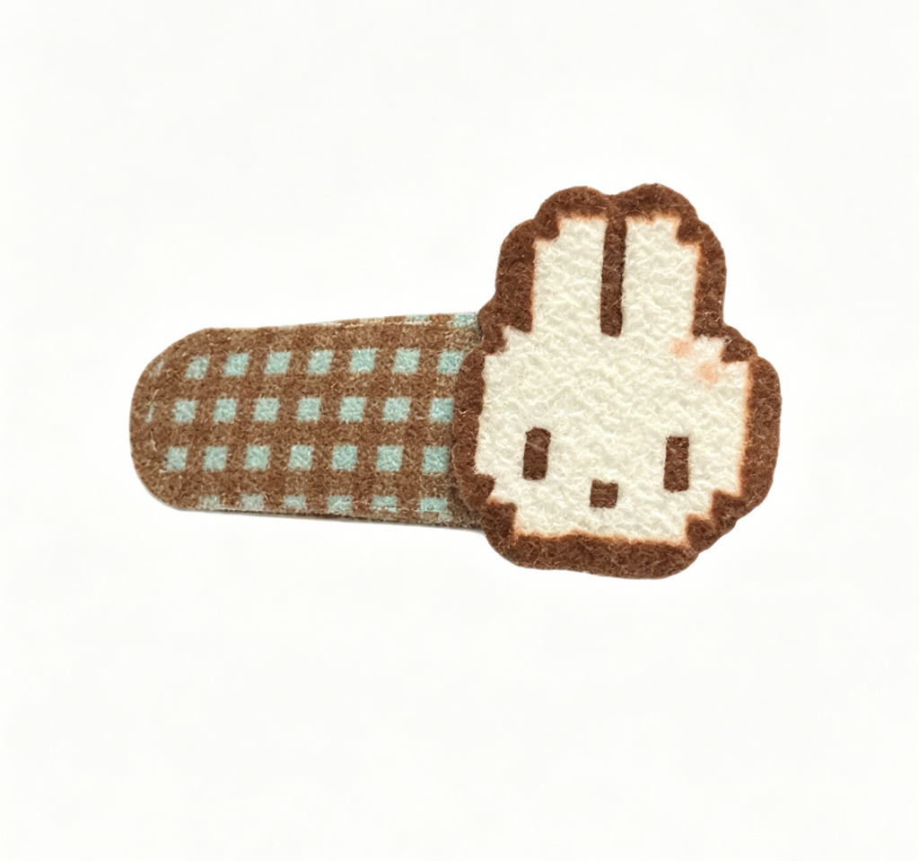 Bunny Perler Bead Hair Clips Pink &amp; White – Finished or DIY Kit
