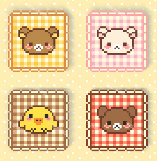 Cute Animal Pixel Art Perler Bead Coaster - Handmade Desk Decor