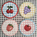Handmade Fruit Perler Bead Coasters – Cherry / Strawberry / Grape / Apple