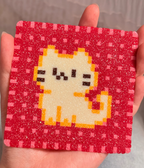 Pixel Art Cat Coasters | Handmade Stamp Style Table & Wall Art
