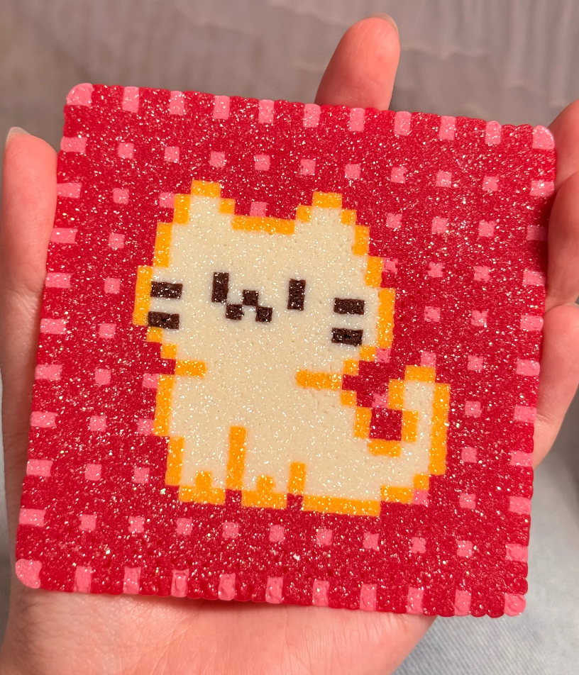 Pixel Art Cat Coasters | Handmade Stamp Style Table & Wall Art