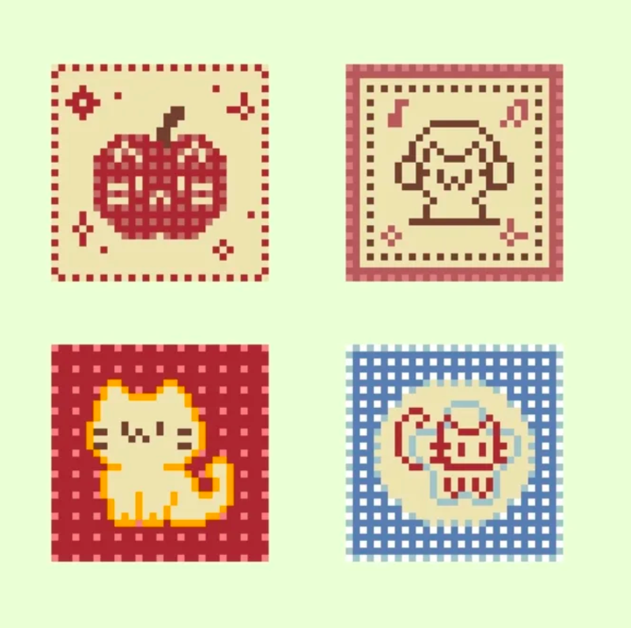 Pixel Art Cat Coasters | Handmade Stamp Style Table & Wall Art
