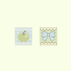 Handmade Blue-Green Perler Bead Coasters – Green Apple & Blue Ribbon