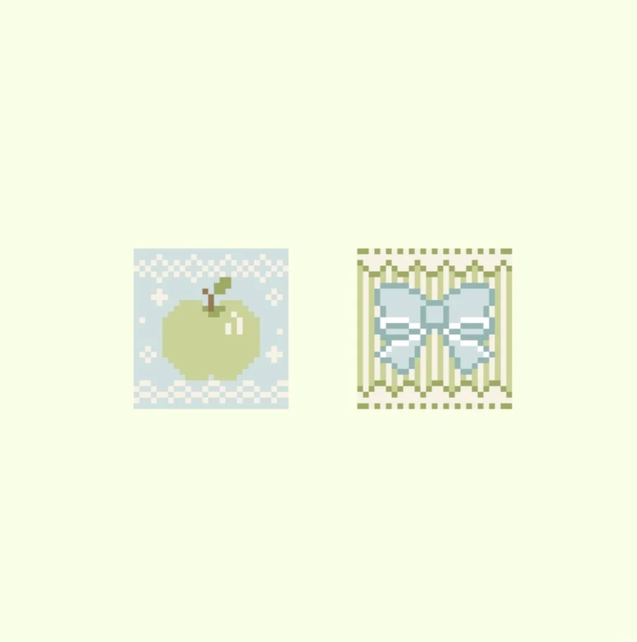 Handmade Blue-Green Perler Bead Coasters – Green Apple & Blue Ribbon