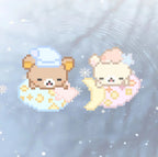 Sleeping Bear Coasters – Set of 2 (Honey Brown & Grey) – 3.5×3.5 inch Perler Bead Art