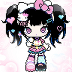 Y2K Anime Girl with Black Hair & Pink Dress – 8×12 Inch Perler Bead Wall Art