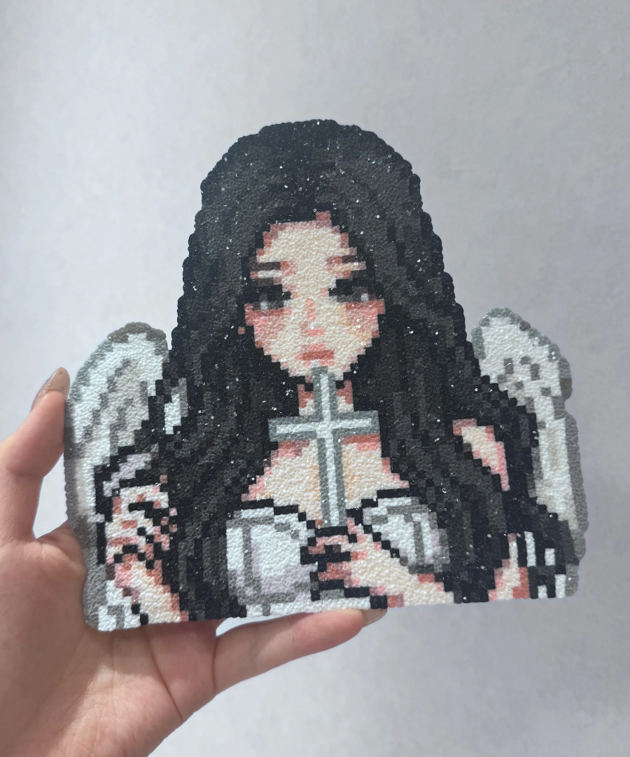 Dark Sweet Angel Girl – 10cm Perler Bead Art