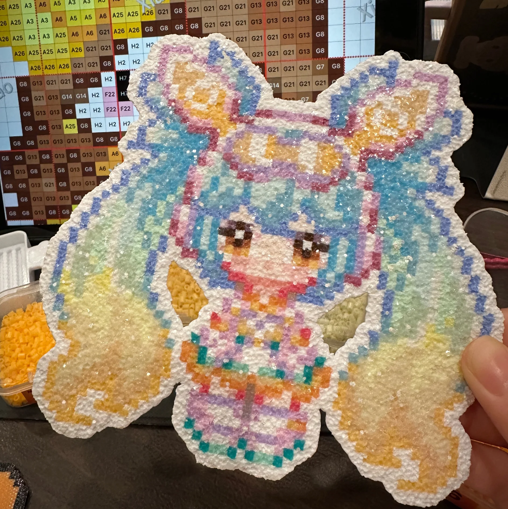 Pastel Twin-Tail Girl –  Dreamy Perler Bead Art