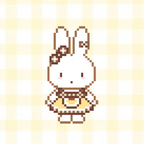 Vintage Plaid Bunny – Brown & Cream Checkered Apron – Pixel Perler Art