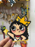Crown Magic Girl Pixel Charm – Glitter Hair, Star Wand & Yellow Crown – Princess Character Decor