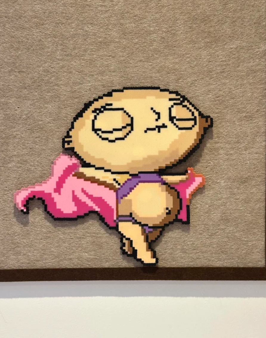 Superhero Stewie Griffin Perler Bead Charm | Family Guy Pop Culture Backpack Accessory & Coaster
