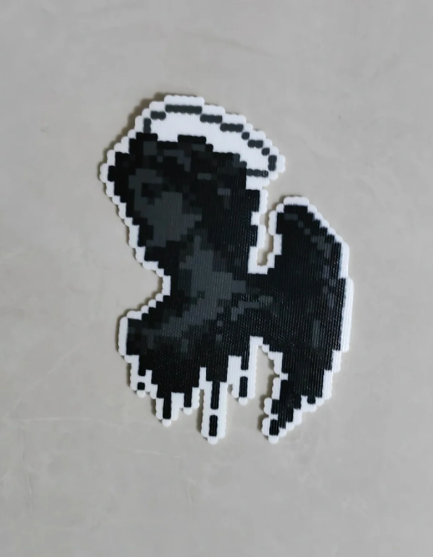 Dark Winged God Deity Perler Bead Art | Gothic Alt Pixel Craft