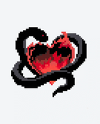 Snake Wrapped Burning Heart Perler Bead | Gothic Pixel Charm