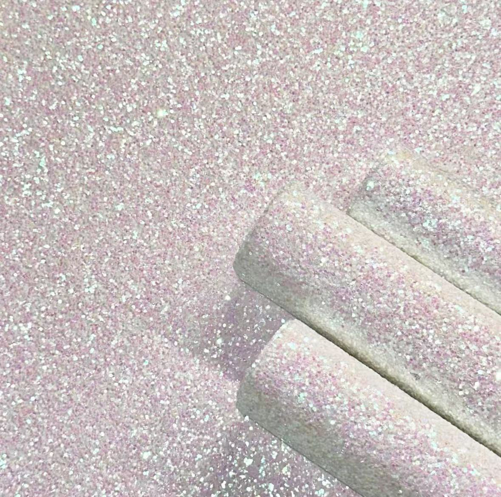 Pink White Glitter Fabric Sheets - Chunky & Fine Glitter Combo (20x15cm, 4 Pack) - Sparkly Fuse Bead Finishing Material