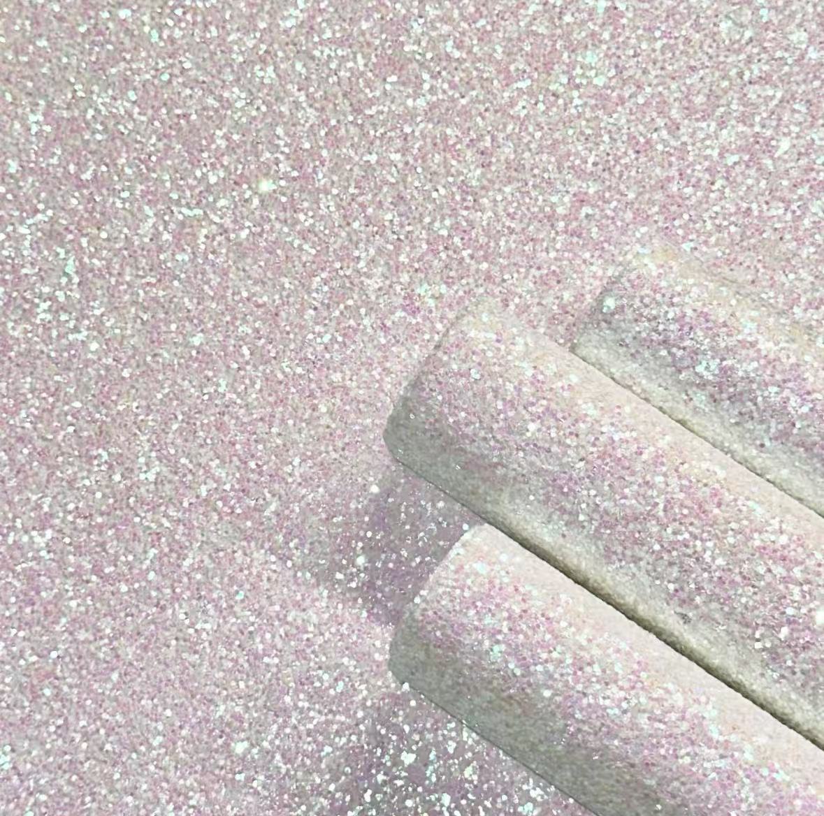 Pink White Glitter Fabric Sheets - Chunky & Fine Glitter Combo (20x15cm, 4 Pack) - Sparkly Fuse Bead Finishing Material