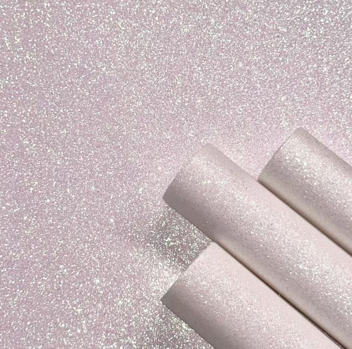 Pink White Glitter Fabric Sheets - Chunky & Fine Glitter Combo (20x15cm, 4 Pack) - Sparkly Fuse Bead Finishing Material