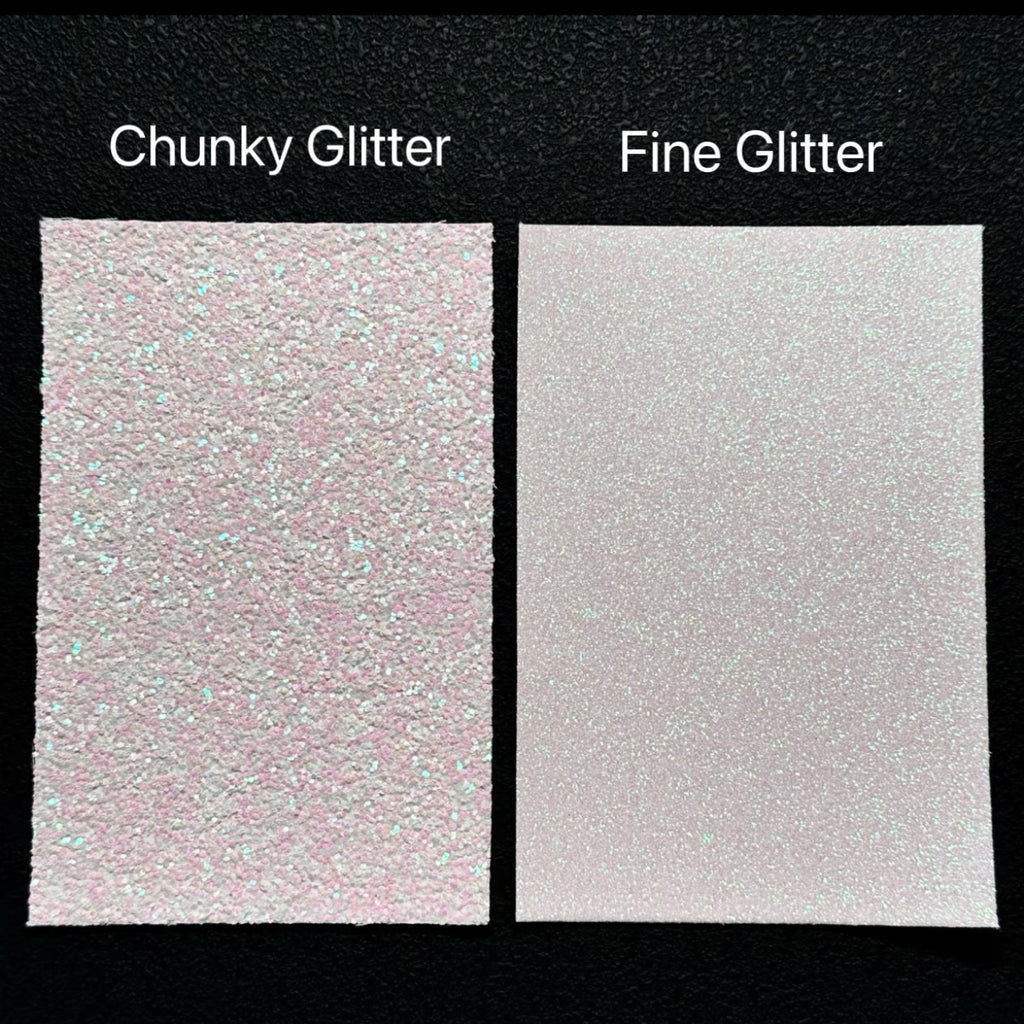 Pink White Glitter Fabric Sheets - Chunky & Fine Glitter Combo (20x15cm, 4 Pack) - Sparkly Fuse Bead Finishing Material