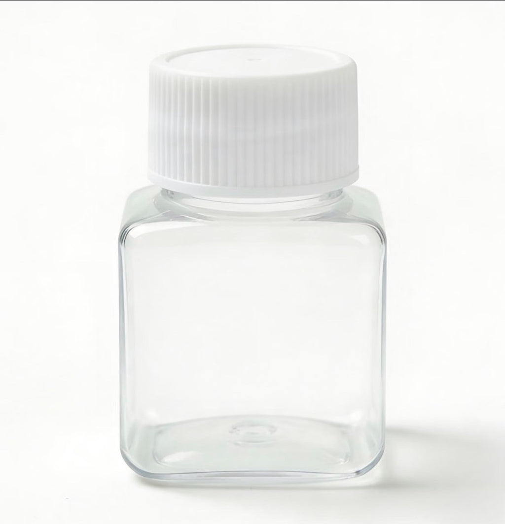 30ml Perler Bead Storage Jars (96 Pack) - Clear Square Containers with White Lids, Includes Color-Code Stickers for Organizing Fuse Beads & Small Craft Supplies