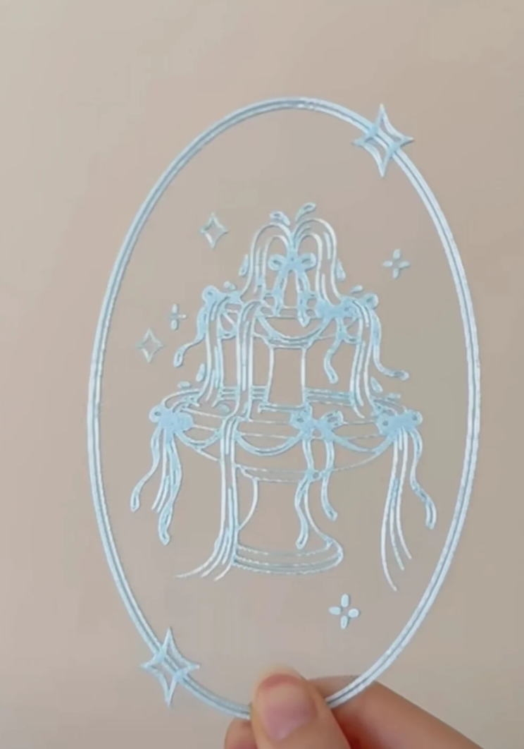 Pale Blue Ribbon Fountain Star Lace Embroidery Hair Barrette | Coquette Fairycore Accessory
