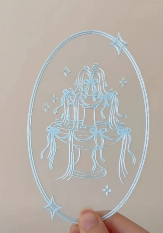 Pale Blue Ribbon Fountain Star Lace Embroidery Hair Barrette | Coquette Fairycore Accessory