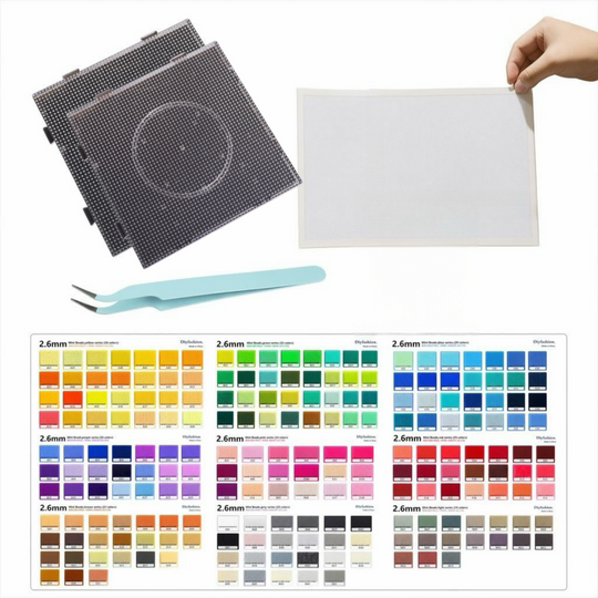 2.6mm Mini Bead Starter Kit – Refill Beads + Mint Tweezer + 2 Pegboards + Ironing Paper (All-in-One Bundle)