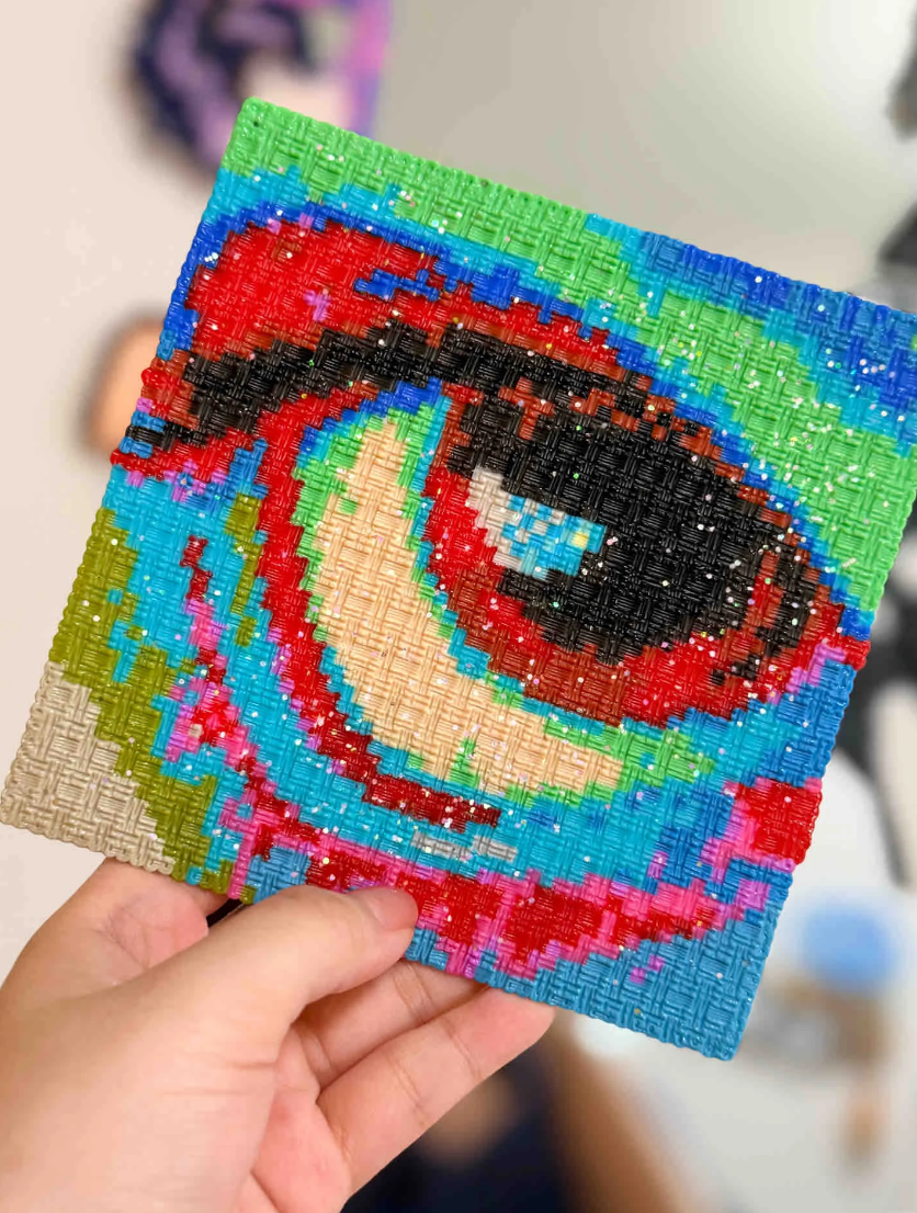 Glitter Anime Eye Perler Bead Wall Art | Bold Y2K Alt Pixel Decor