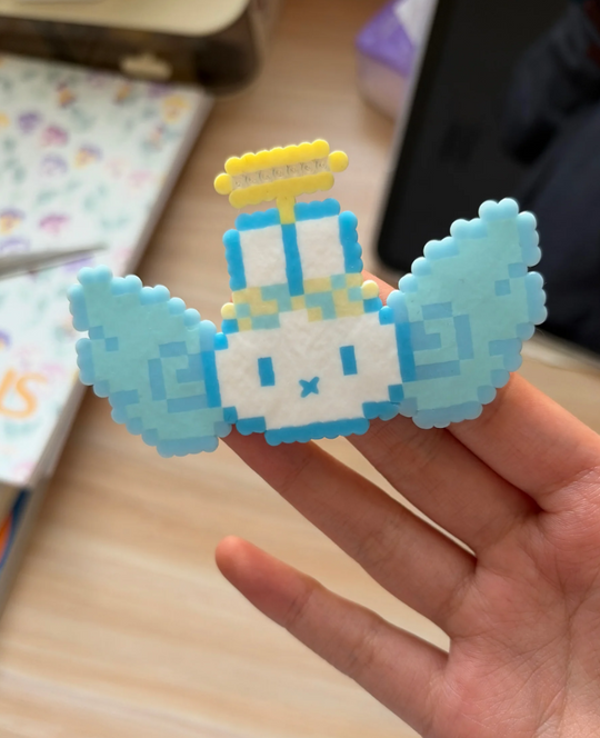 Kawaii Pastel Character Perler Bead Hair Clip, Pixel Hair Accessory