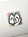 Translucent Shocked White Cat Perler Bead Coaster / Charm