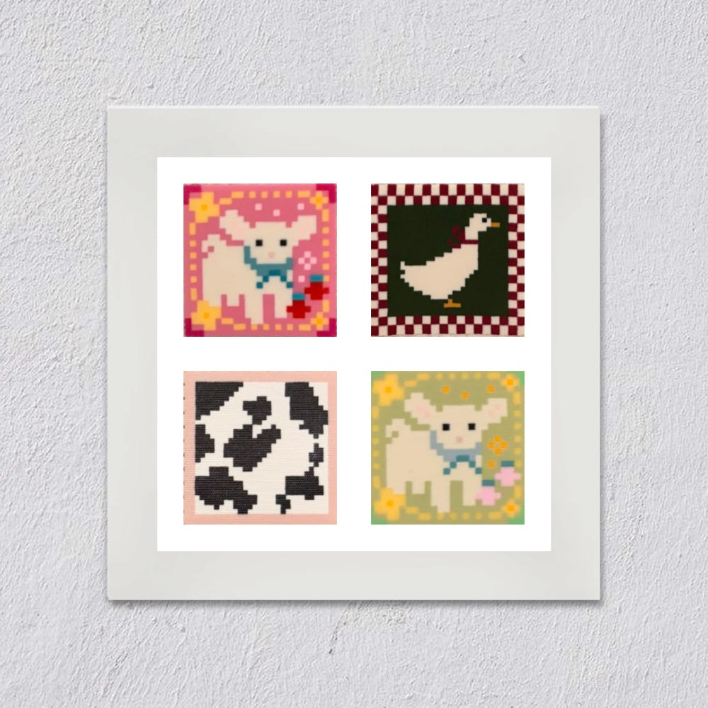 Cute Animal Perler Bead Coasters | Set of 4 Handmade Pixel Art Drink Coasters