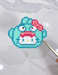 Quirky Monster Fish x Hello Kitty Crossover Perler Bead Charm | Kawaii Accessory